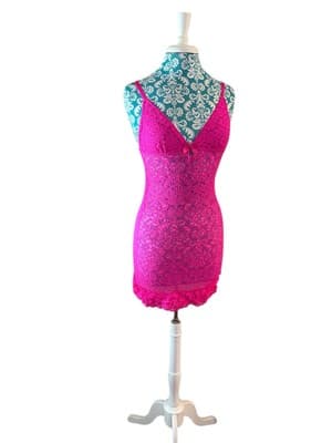 Victorias Secret Ruffled Pink Chemise Stretch Lace Triangle Bow Bra Top Nighty S - Thumbnail 2