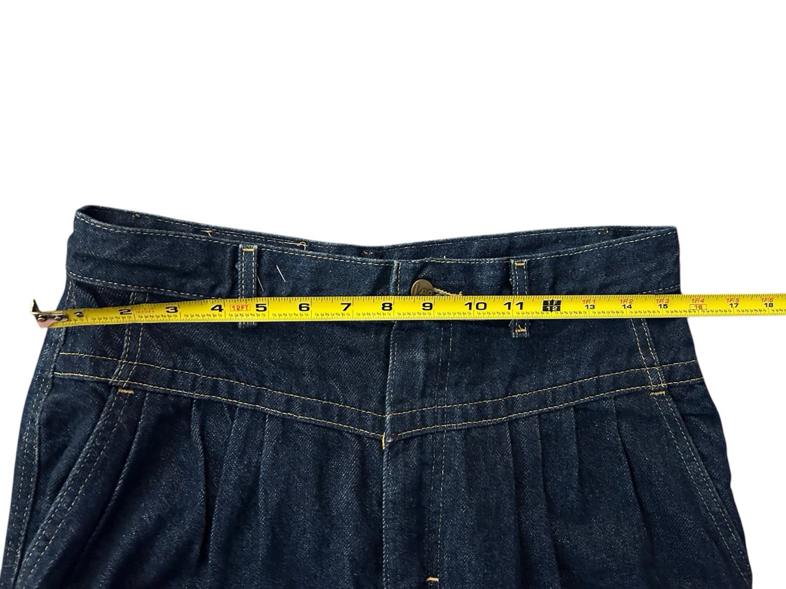 Vintage Lee Womens Yoke Front Mom Baggy Fit Pleated USA Jeans Rare Size 14 - Thumbnail 6