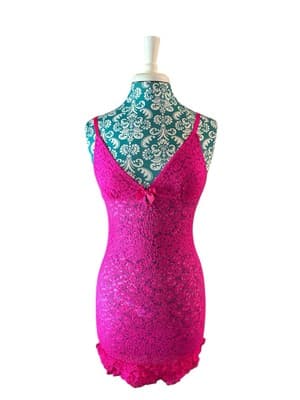 Victorias Secret Ruffled Pink Chemise Stretch Lace Triangle Bow Bra Top Nighty S - Thumbnail 8