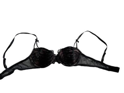 32B ADORE ME Black Bra & Nude Bows Criss Cross Flattering Fit Lingerie - Thumbnail 3