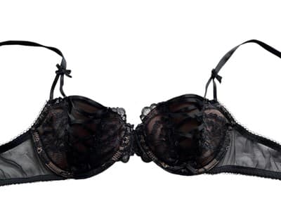 32B ADORE ME Black Bra & Nude Bows Criss Cross Flattering Fit Lingerie - Thumbnail 4