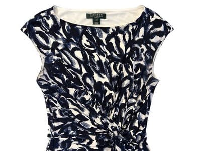 Lauren Ralph Lauren Stretch Skinny Fit Gorgeous Elegant Dress Black & Blue 4 - Thumbnail 11