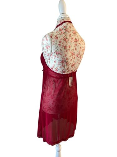 Marilyn Monroe Red Nighty Chemise Lingerie XL Lace Flowy Babydoll Sexy Volup - Thumbnail 5