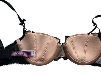 32B ADORE ME Black Bra & Nude Bows Criss Cross Flattering Fit Lingerie - Thumbnail 5