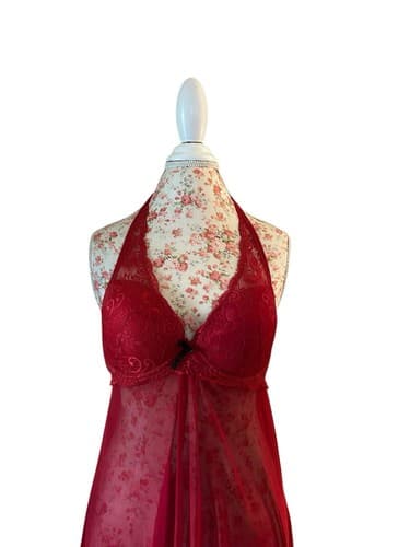 Marilyn Monroe Red Nighty Chemise Lingerie XL Lace Flowy Babydoll Sexy Volup - Thumbnail 2