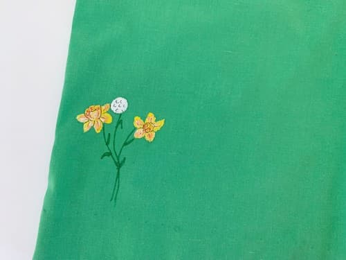 Vintage Womens 1960’s Shorts Green Mod Dandelion Tulip Print High Waisted Preppy - Thumbnail 4
