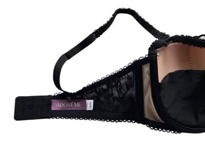 36DD ADORE ME Stunning Black Nude Bra Bow Flattering Fit Scalloped Lace Lingerie - Thumbnail 4