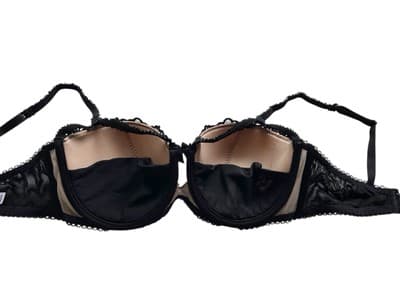 36DD ADORE ME Stunning Black Nude Bra Bow Flattering Fit Scalloped Lace Lingerie - Thumbnail 6