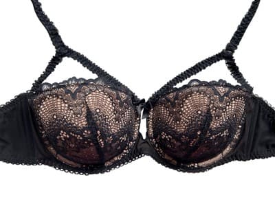 36DD ADORE ME Stunning Black Nude Bra Bow Flattering Fit Scalloped Lace Lingerie - Thumbnail 5