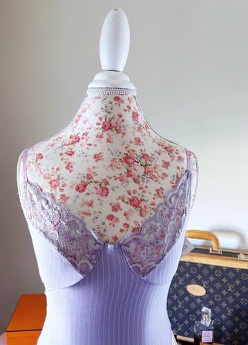 Lavender Purple Pin Striped Lace Romper Bodysuit Teddy Lingerie One Piece S NWT - Thumbnail 6