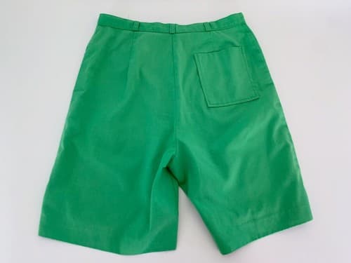Vintage Womens 1960’s Shorts Green Mod Dandelion Tulip Print High Waisted Preppy - Thumbnail 2