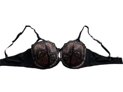 36DD ADORE ME Stunning Black Nude Bra Bow Flattering Fit Scalloped Lace Lingerie - Thumbnail 3