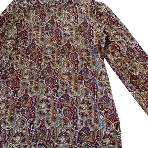 Vtg Brown Fall Blouse Women Bow Neck Old Money Volup Boho Shirt Top By Panther - Thumbnail 7