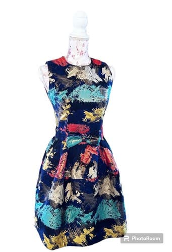 Holly Bracken Cocktail Party Dress Lame' Glitz XS 60's Style Fit & Flare Holiday - Thumbnail 3