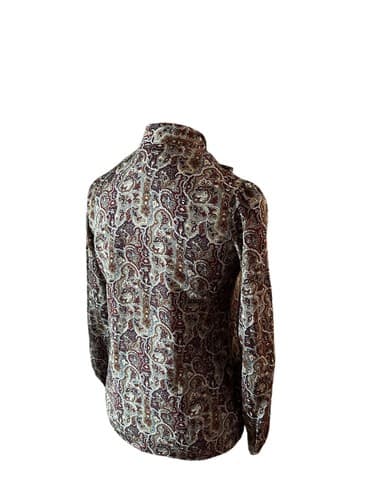 Vtg Brown Fall Blouse Women Bow Neck Old Money Volup Boho Shirt Top By Panther - Thumbnail 10