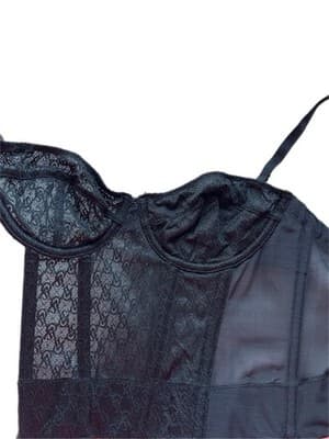 32B VICTORIAS SECRET LINGERIE CORSET TOP BUSTIER VS ARCHIVES LOGO BLACK BRA TOP - Thumbnail 7