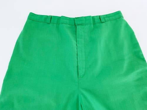 Vintage Womens 1960’s Shorts Green Mod Dandelion Tulip Print High Waisted Preppy - Thumbnail 5