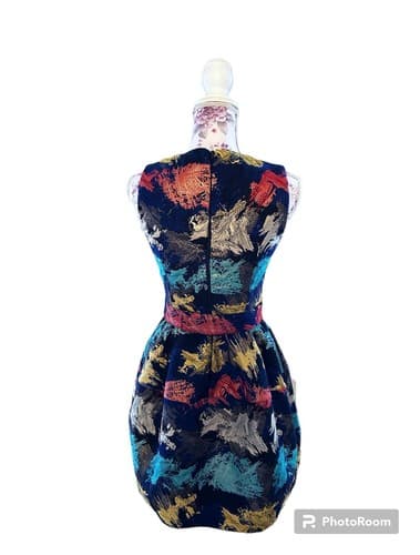 Holly Bracken Cocktail Party Dress Lame' Glitz XS 60's Style Fit & Flare Holiday - Thumbnail 4