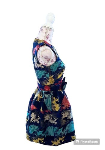Holly Bracken Cocktail Party Dress Lame' Glitz XS 60's Style Fit & Flare Holiday - Thumbnail 5