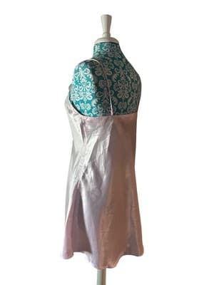 Vintage Pastel Pink Chemise Slip Glossy Satin Fairycore Lingerie Babydoll Dress - Thumbnail 4