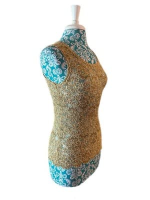 Medium Vintage Lew Magrum Skinny Fit Fitted Gold Lace Top Camisole Stretch - Thumbnail 3
