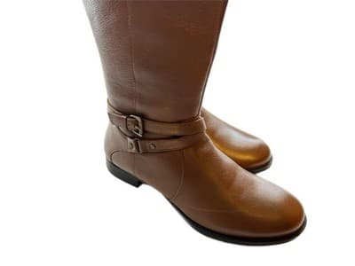 SIZE 8.5 WW Wide Shaft & Sole Camel Brown Genuine Leather Tall Boots Boho Shoes - Thumbnail 10