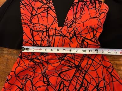 Designer Proenza Schouler Dress Size 4 Wrap Top Black & Red Made In Italy - Thumbnail 12