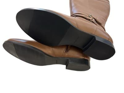 SIZE 8.5 WW Wide Shaft & Sole Camel Brown Genuine Leather Tall Boots Boho Shoes - Thumbnail 4