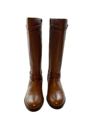 SIZE 8.5 WW Wide Shaft & Sole Camel Brown Genuine Leather Tall Boots Boho Shoes - Thumbnail 9