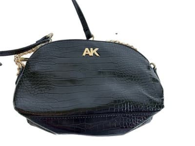 Vintage Y2K ANNE KLEIN Black Moc Croc Old Money Chain Handbag Crossbody Purse - Thumbnail 3