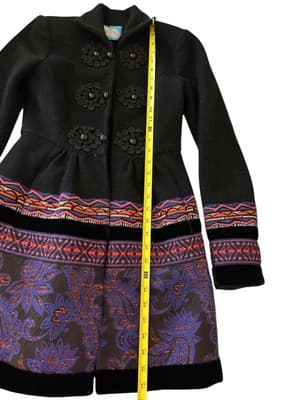 Anthropologie Plenty Tracy Reese Loma Stitched Embroidered Wool Blend Coat 0 - Thumbnail 11
