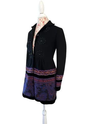 Anthropologie Plenty Tracy Reese Loma Stitched Embroidered Wool Blend Coat 0 - Thumbnail 8