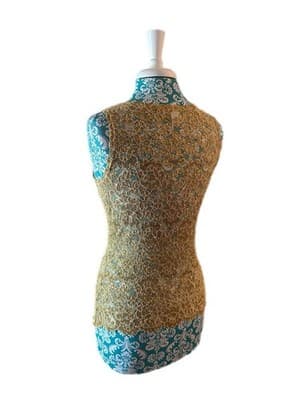 Medium Vintage Lew Magrum Skinny Fit Fitted Gold Lace Top Camisole Stretch - Thumbnail 5