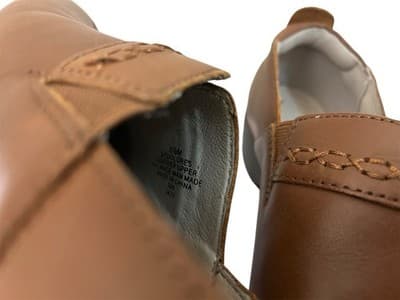 Size 5.5 EASY SPIRIT Genuine Leather Brown Shoes Slip On Loafers - Thumbnail 6
