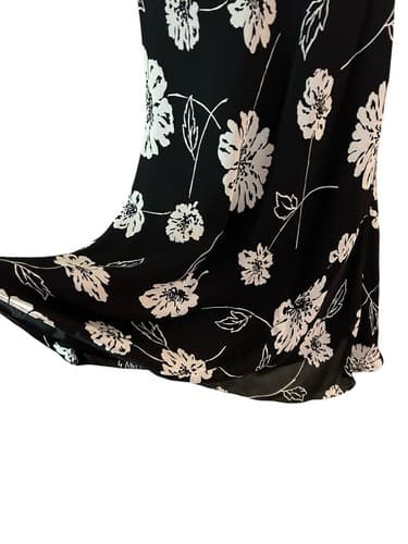 Jones New York Dress 8 Floral Black 100% Silk Vintage Y2K Long Cottage Core - Thumbnail 4