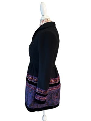 Anthropologie Plenty Tracy Reese Loma Stitched Embroidered Wool Blend Coat 0 - Thumbnail 4