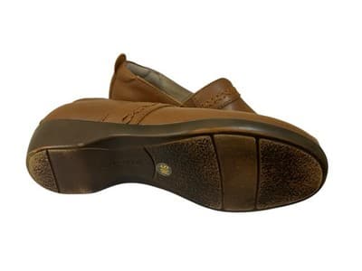Size 5.5 EASY SPIRIT Genuine Leather Brown Shoes Slip On Loafers - Thumbnail 3