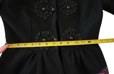 Anthropologie Plenty Tracy Reese Loma Stitched Embroidered Wool Blend Coat 0 - Thumbnail 13