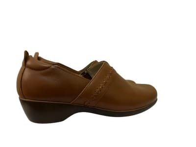 Size 5.5 EASY SPIRIT Genuine Leather Brown Shoes Slip On Loafers - Thumbnail 7