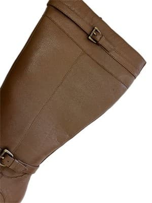 SIZE 8.5 WW Wide Shaft & Sole Camel Brown Genuine Leather Tall Boots Boho Shoes - Thumbnail 7