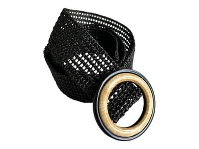Vintage Y2K Wide Black Woven Belt Marbled Look Big Buckle Old Money Minimal - Thumbnail 3