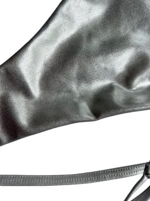 I AM GIA Halina Bikini Bottom Metallic Silver Thong Swimsuit Strappy L/XL - Thumbnail 5