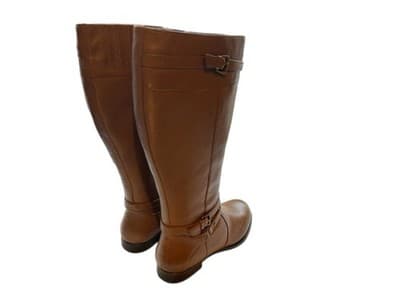 SIZE 8.5 WW Wide Shaft & Sole Camel Brown Genuine Leather Tall Boots Boho Shoes - Thumbnail 11