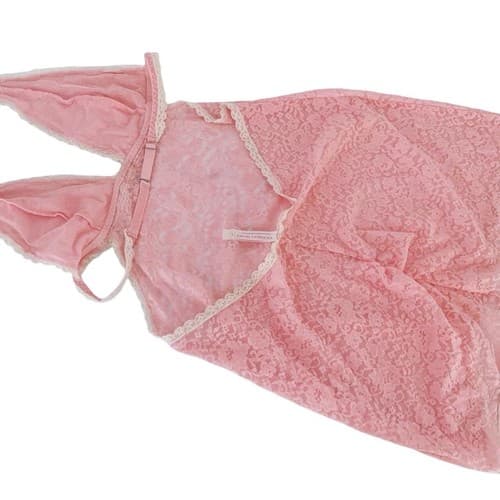 Victoria’s Secret Chemise Large Pastel Pink Lingerie Nighty Triangle Cup Bra Top - Thumbnail 4
