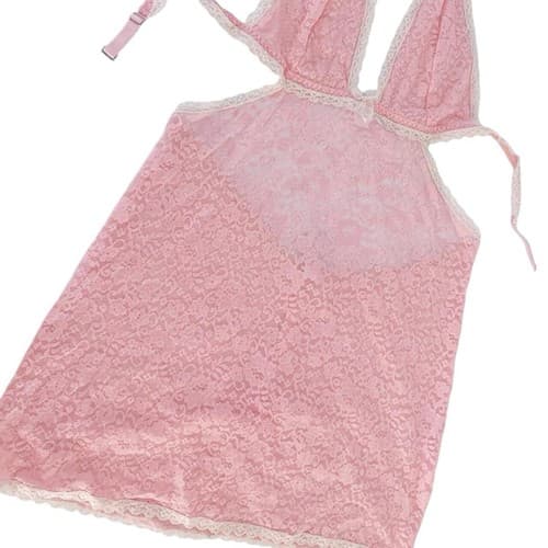 Victoria’s Secret Chemise Large Pastel Pink Lingerie Nighty Triangle Cup Bra Top - Thumbnail 2