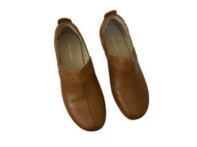 Size 5.5 EASY SPIRIT Genuine Leather Brown Shoes Slip On Loafers - Thumbnail 2
