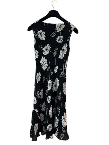 Jones New York Dress 8 Floral Black 100% Silk Vintage Y2K Long Cottage Core - Thumbnail 5