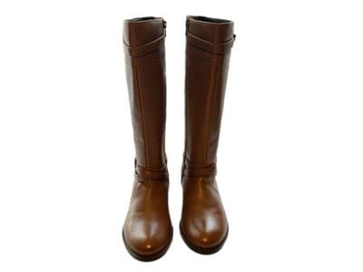 SIZE 8.5 WW Wide Shaft & Sole Camel Brown Genuine Leather Tall Boots Boho Shoes - Thumbnail 2