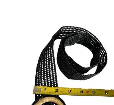 Vintage Y2K Wide Black Woven Belt Marbled Look Big Buckle Old Money Minimal - Thumbnail 6