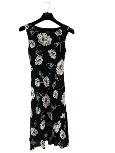 Jones New York Dress 8 Floral Black 100% Silk Vintage Y2K Long Cottage Core - Thumbnail 3